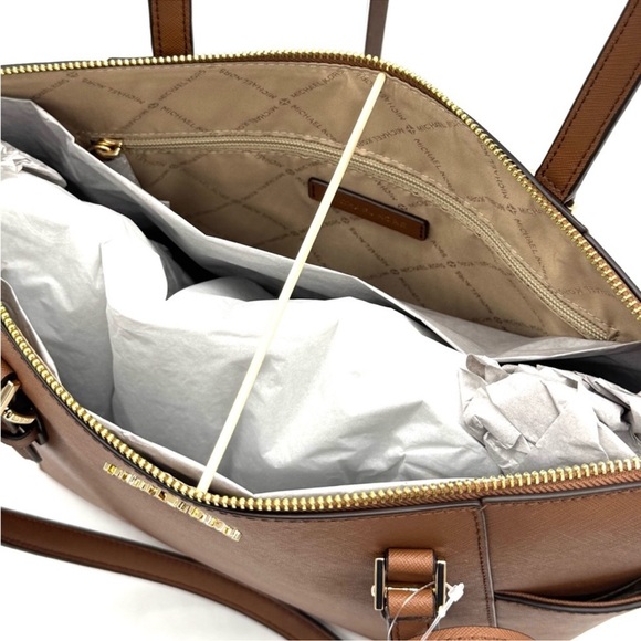 Michael Kors Large Charlotte TZ Tote Bag Luggage Brown - Picture 10 of 11